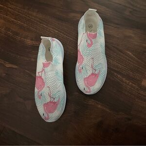 Flamingo Print Slip-On Shoes